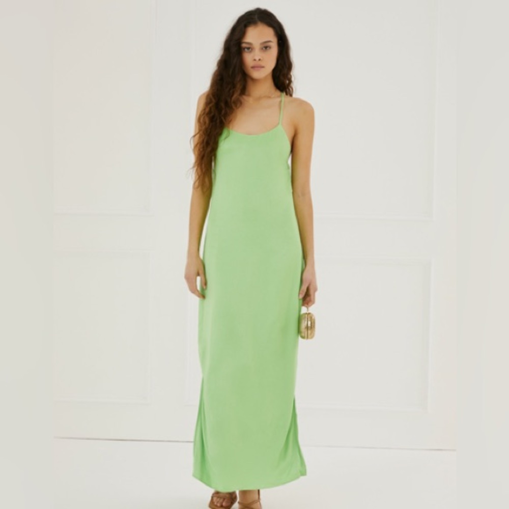 Something Navy Green Spaghetti Strap Slip Dress